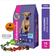 Alimento Eukanuba Perro Cachorro Raza Grande x 15kg + MORDILLO DE REGALO