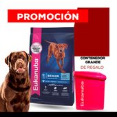 Alimento Eukanuba Perro Senior Raza Grande x 15kg + TACHO GRANDE EUKANUBA DE REGALO