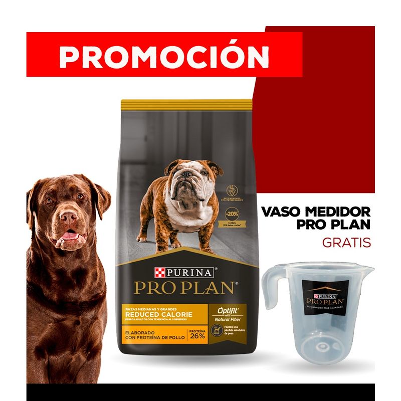 Alimento Purina Pro Plan Perro Adulto Reduced Calorie Raza Mediana y Grande x 15kg VASO MEDIDOR DE REGALO