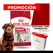 Alimento Royal Canin Perro Adult Medium 7+ x 15kg + TACHO GRANDE ROYAL CANIN DE REGALO