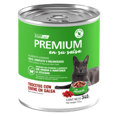 Alimento Húmedo Vitalcan Premium Gato Adulto Carne en Salsa Lata x 340gr