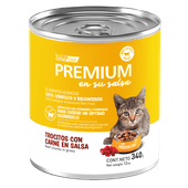 Alimento Húmedo Vitalcan Premium Gato Cachorro Carne en Salsa Lata x 340gr