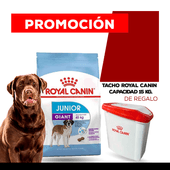 Alimento Royal Canin Perro Junior Giant x 15kg + TACHO GRANDE ROYAL CANIN DE REGALO