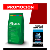 COMBO Alimento VitalCan Premium Gato Adulto x 7,5kg + Piedra Arena Sanitaria Aglomerante Neutral Vital Can x 12kg.