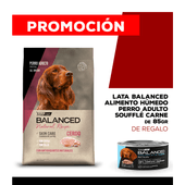 Alimento VitalCan Balanced Natural Recipe Perro Adulto con Cerdo x 3kg + Balanced Soufflé Perro Adulto Sabor Carne Lata x 85gr DE REGALO