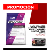 Alimento VitalCan Balanced Perro Cachorro Raza Grande x 3kg + Balanced Soufflé Perro Cachorro Sabor Pollo Lata x 85gr DE REGALO