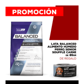 Alimento VitalCan Balanced Perro Senior Raza Grande x 15kg + Balanced Soufflé Perro Senior Sabor Carne Lata x 85gr DE REGALO