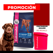 Alimento Eukanuba Perro Senior Raza Grande x 15kg + TACHO GRANDE EUKANUBA DE REGALO