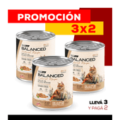 PROMO 3X2 Alimento Húmedo Vitalcan Balanced Natural Recipe Gato Adulto Delicados Filetes de Salmón y Cordero Lata x 340gr.
