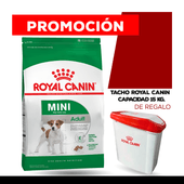 Alimento Royal Canin Perro Mini Adulto x 15kg + TACHO GRANDE ROYAL CANIN DE REGALO