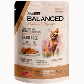 Alimento Húmedo Vitalcan Balanced Natural Recipe Gato Adulto Delicados Filetes de Trucha y Cordero Pouch x 85gr.