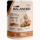 Alimento Húmedo Vitalcan Balanced Natural Recipe Gato Adulto Delicados Filetes de Carne Pouch x 85gr.