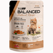 Alimento Húmedo Vitalcan Balanced Natural Recipe Gato Cachorro Delicados Filetes de Cordero Pouch x 85gr.